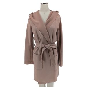 01262 Zara Faux Suede Trench Jacket Pink size Small preppy fall winter classic